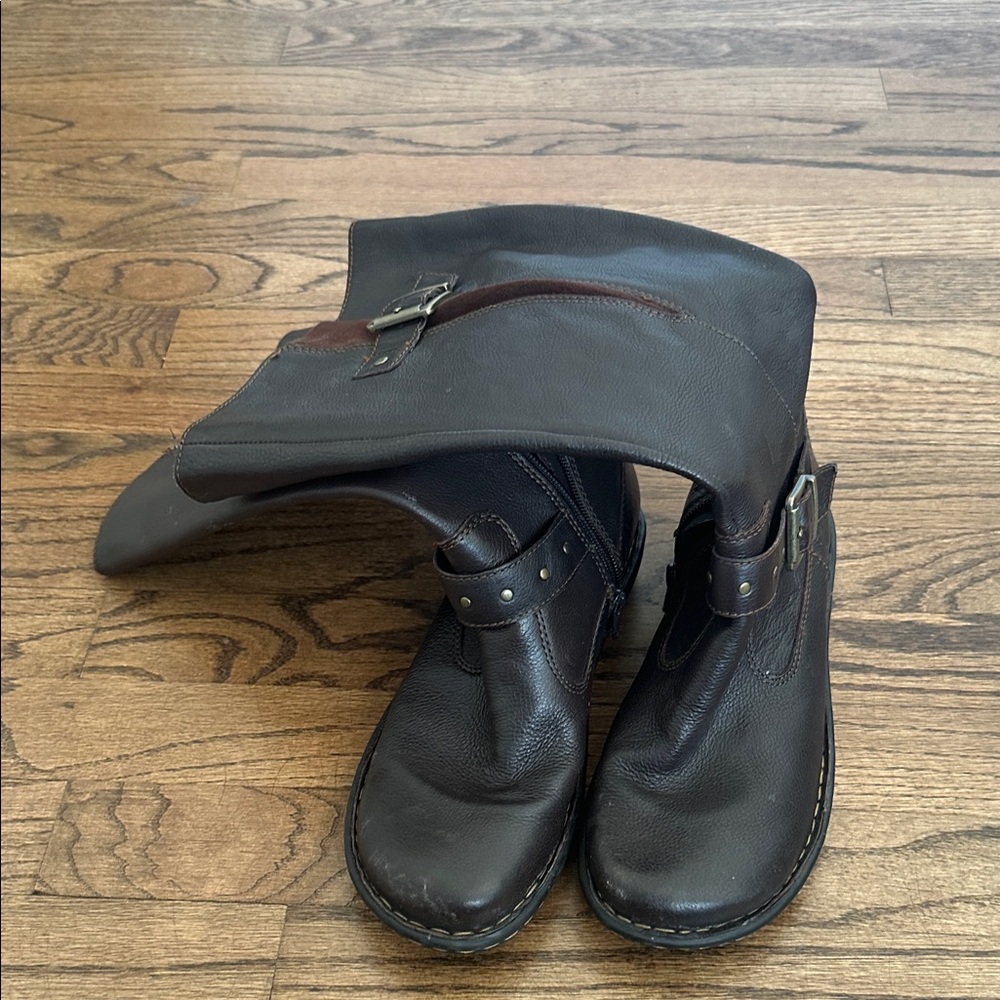 Women’s Dark Brown Leather Buckle Boots b:o:c brand by Born